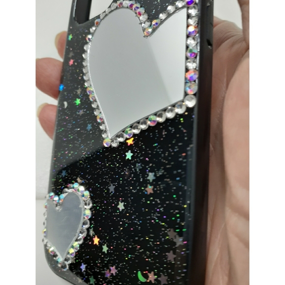Transparent Sequin Heart Mirror Design Phone Case - Picture 14 of 14